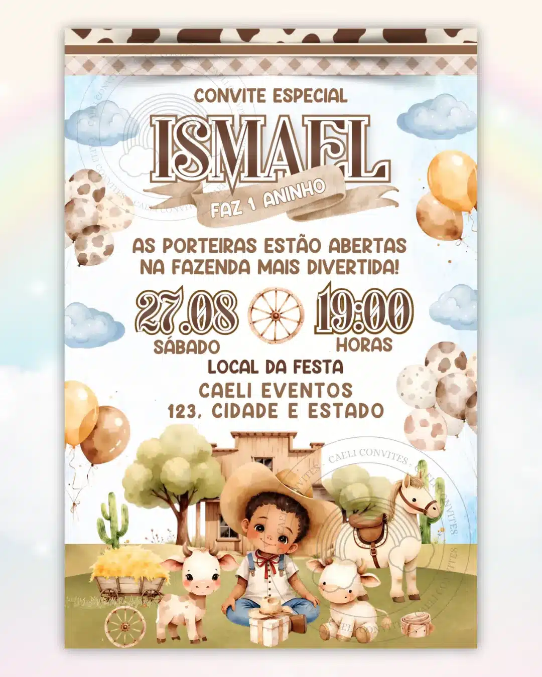 Convite Digital Fazendinha Menino Versão 5