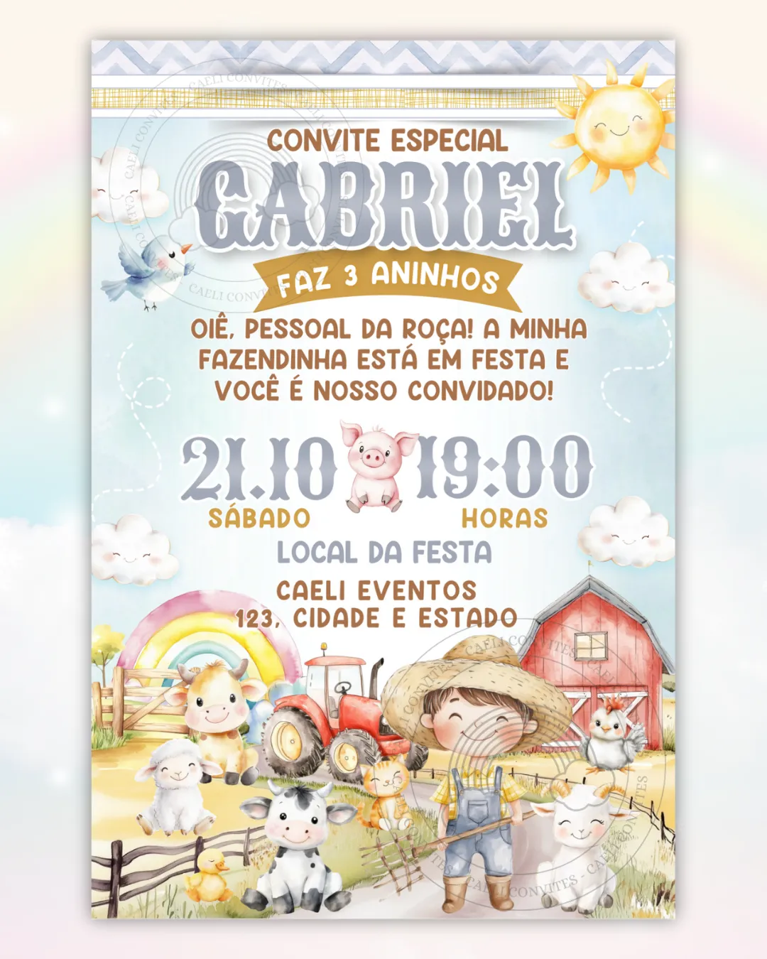 Convite Digital Fazendinha Menina 3