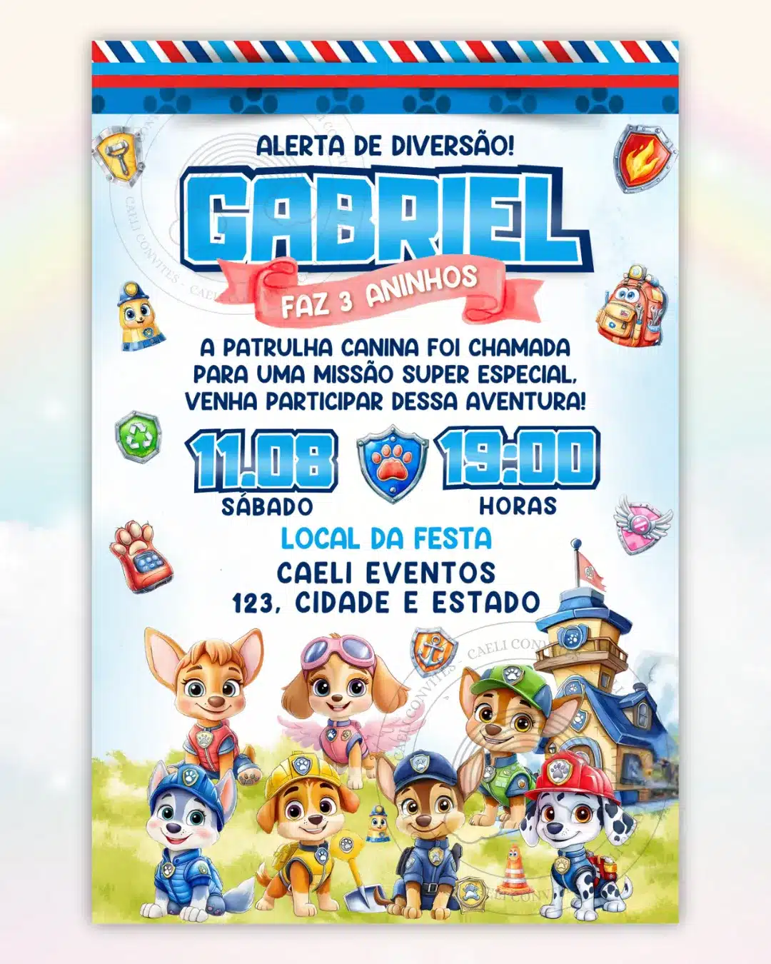 Convite Patrulha Canina Menino 2 Interativo