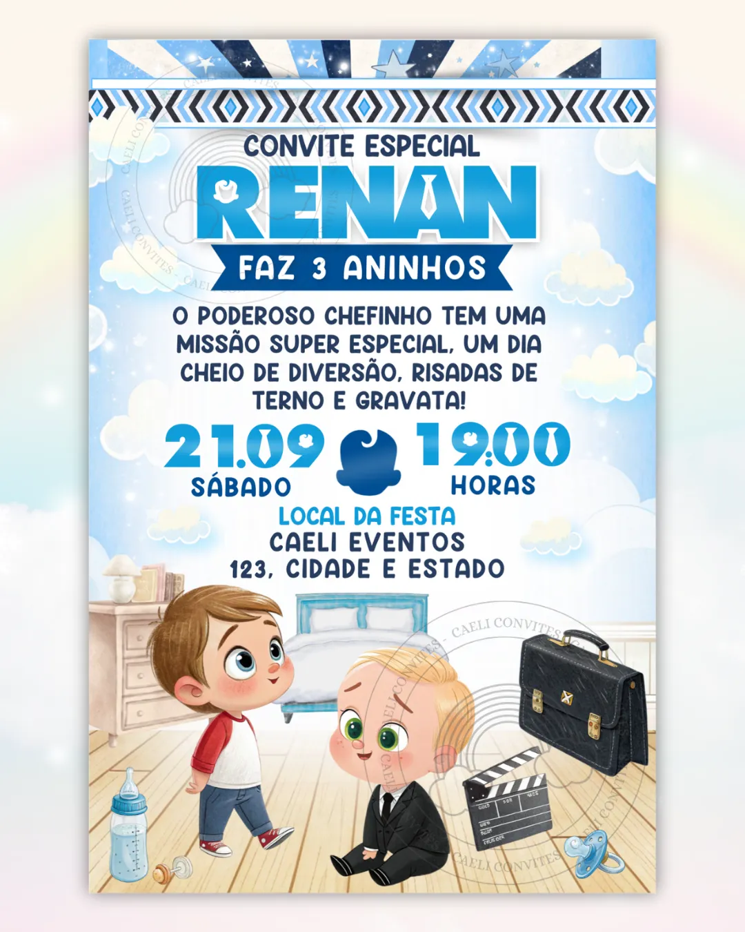 Convite Digital Poderoso Chefinho Cute