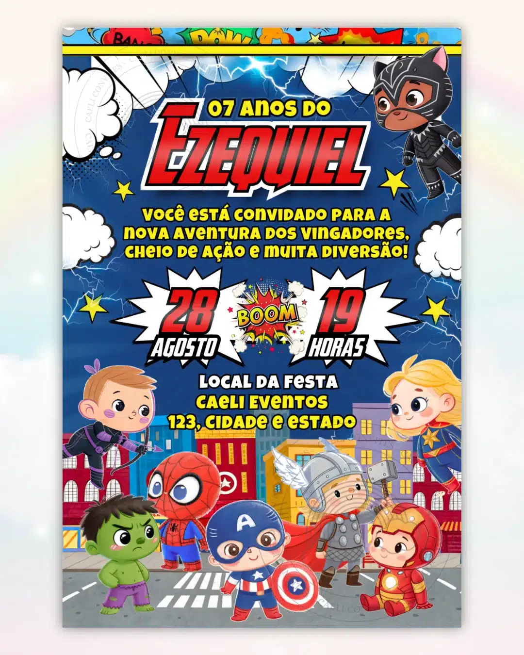 Convite Interativo Vingadores,vingadores,convite vingadores,convite vingadores digital,convite vingadores cute