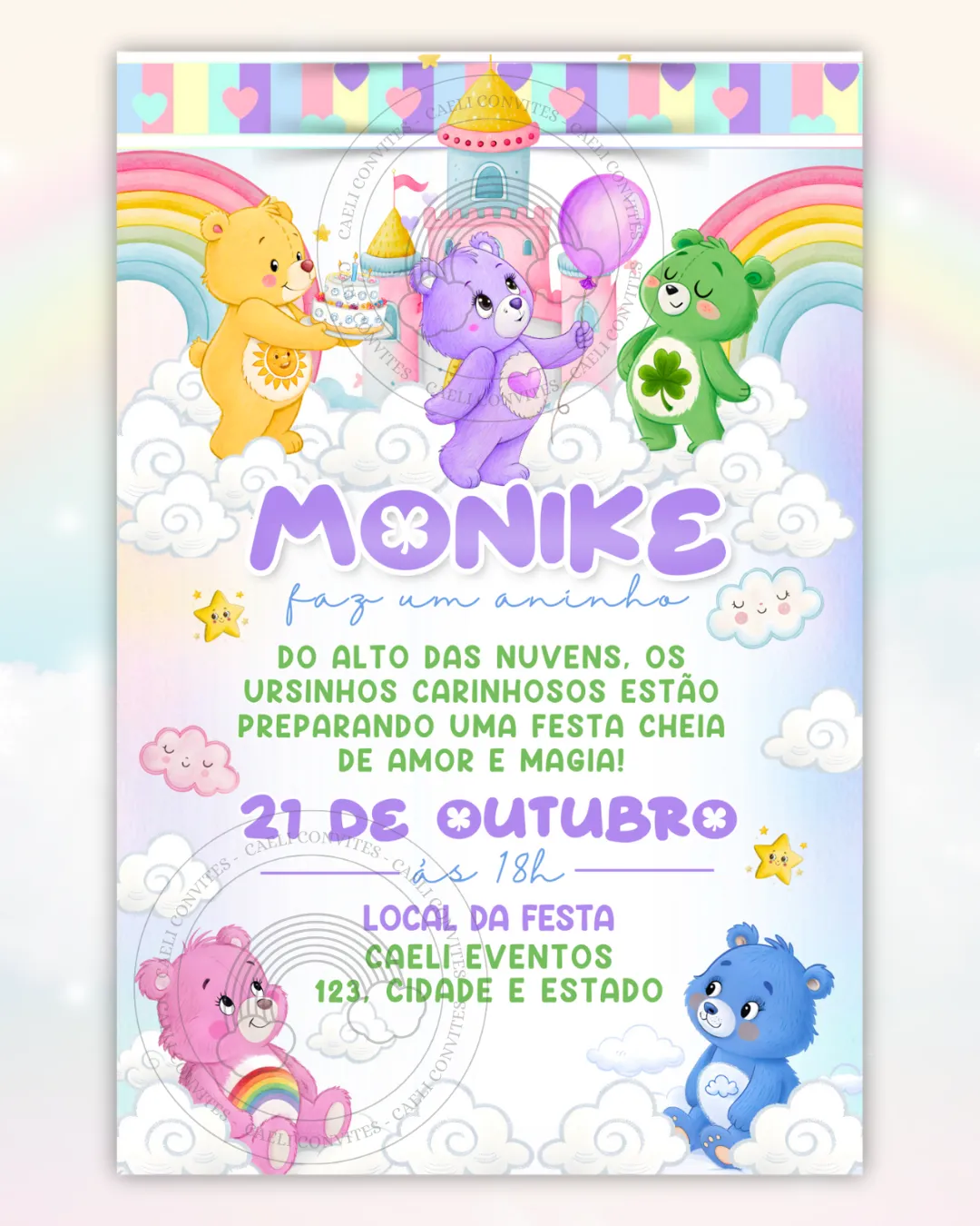 Convite Digital Ursinhos Carinhosos 7