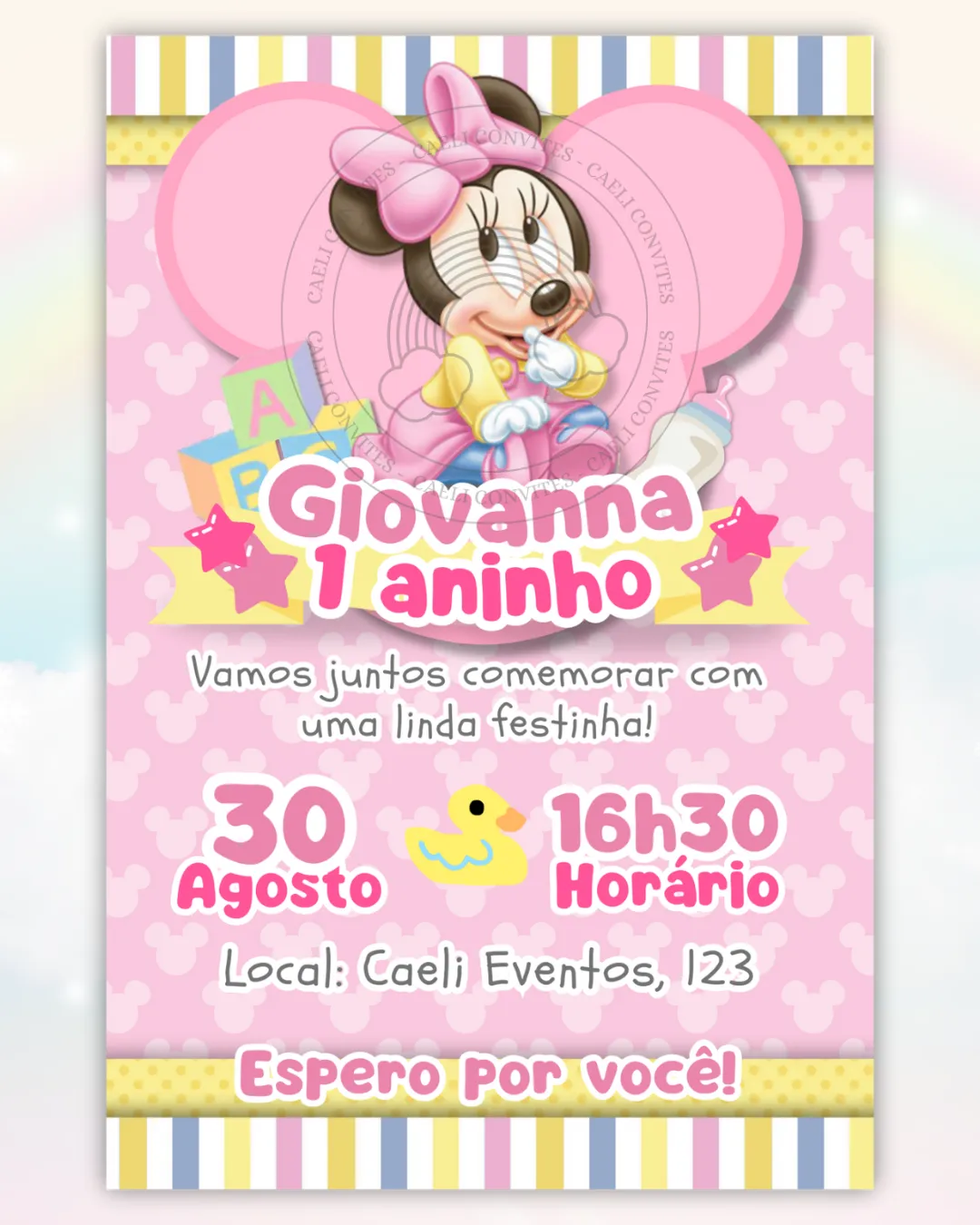 Convite Minnie Rosa