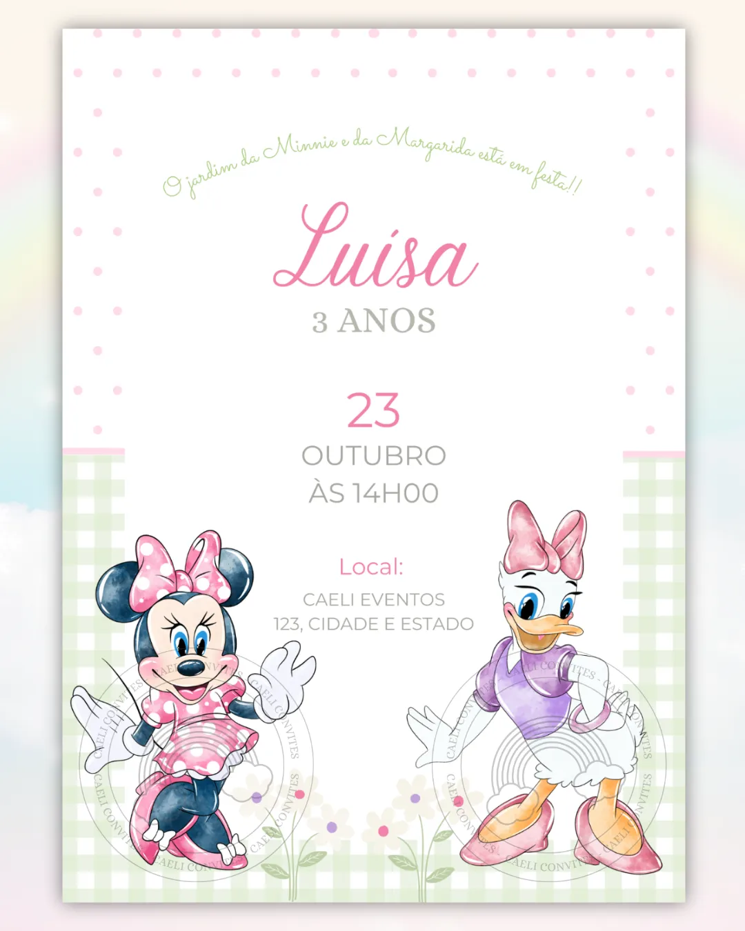 Convite Minnie Rosa