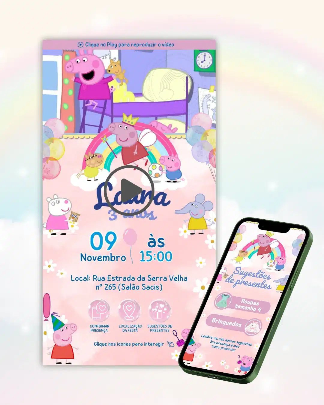 Convite Digital Peppa Pig