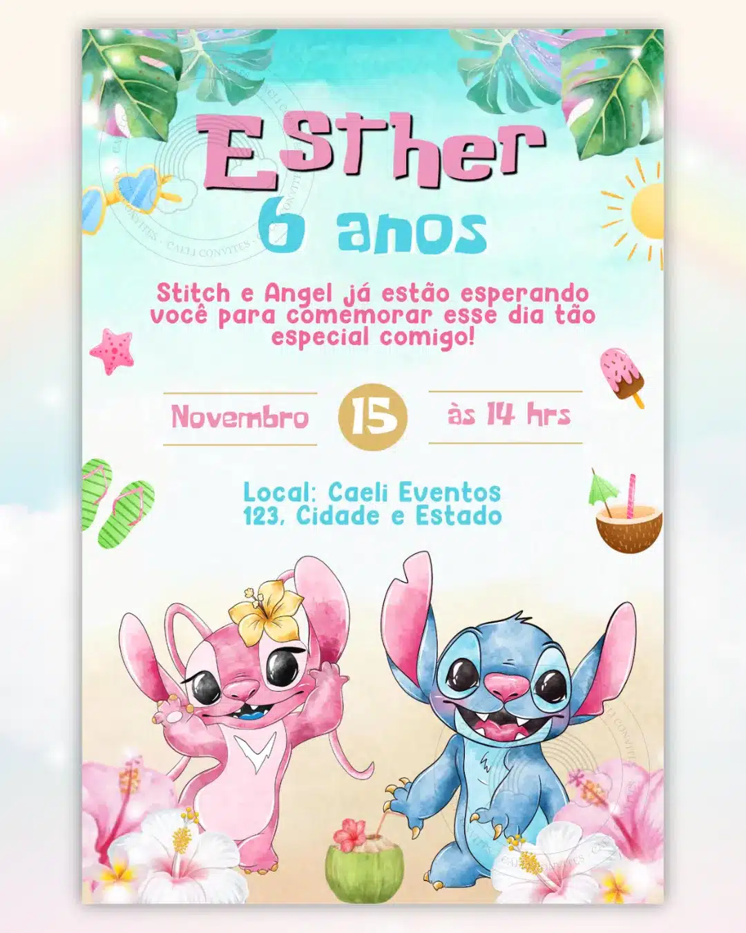 Convite Digital Lilo e Stitch 3,Convite Digital Lilo e Stitch 4
