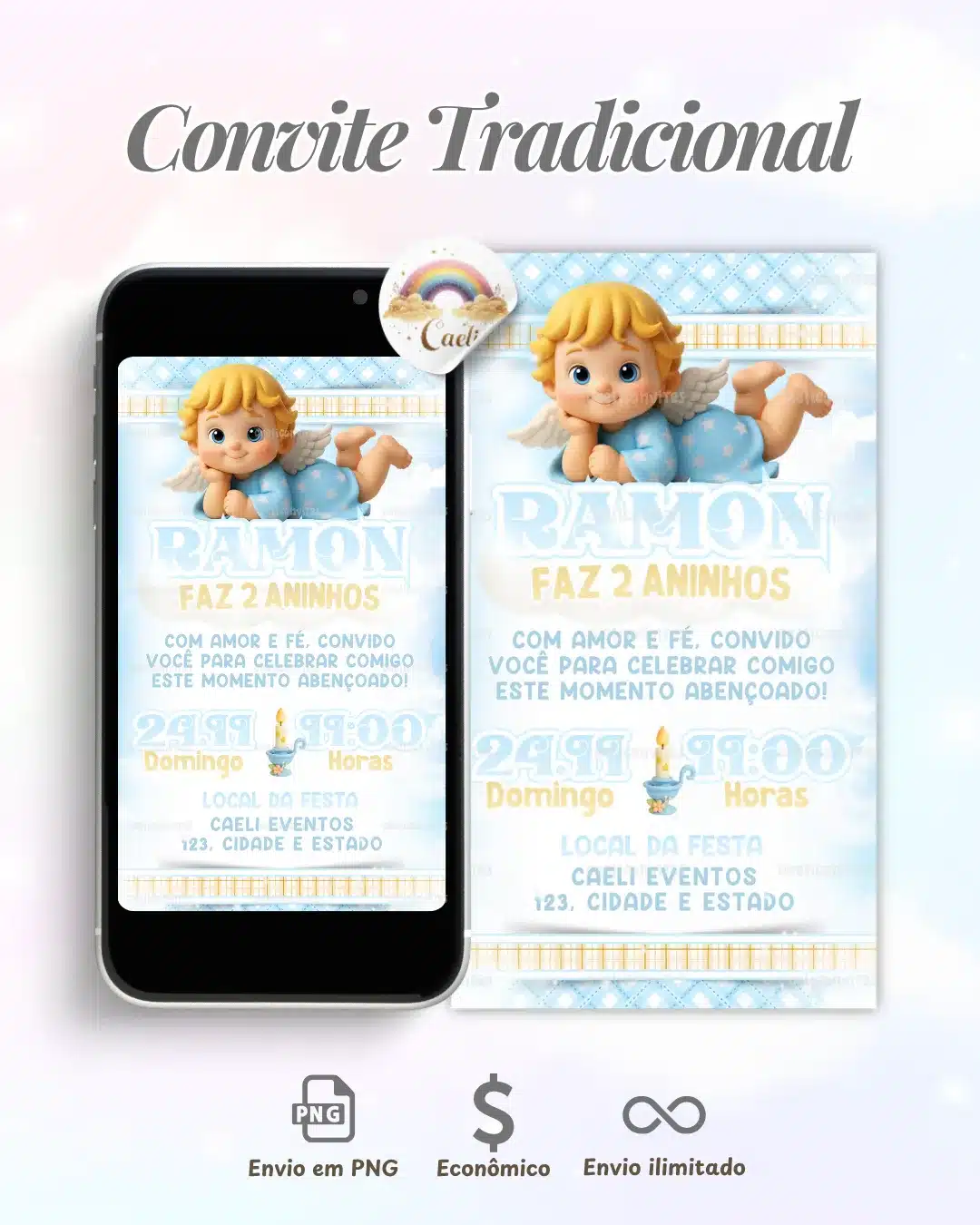 Convite Digital Batizado Azul 4