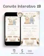 Convite Chá Revelação Interativo Bege Neutro 4